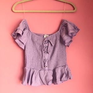 Purple Off-the-Shoulder Top with Ruffles